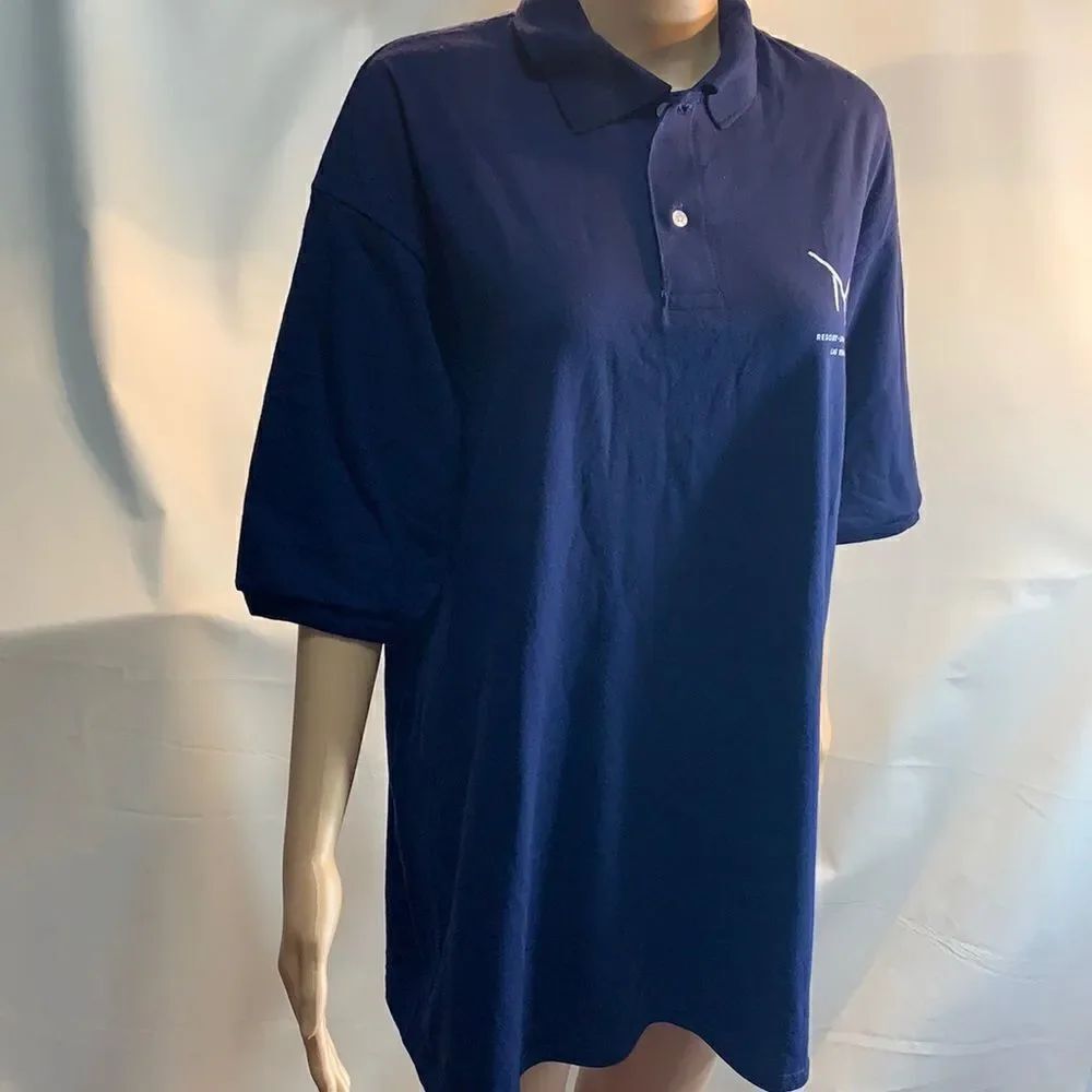 M Resort Logo Spa Casino Las Vegas XL Navy Mens Golf Shirt Short Sleeve NWOT